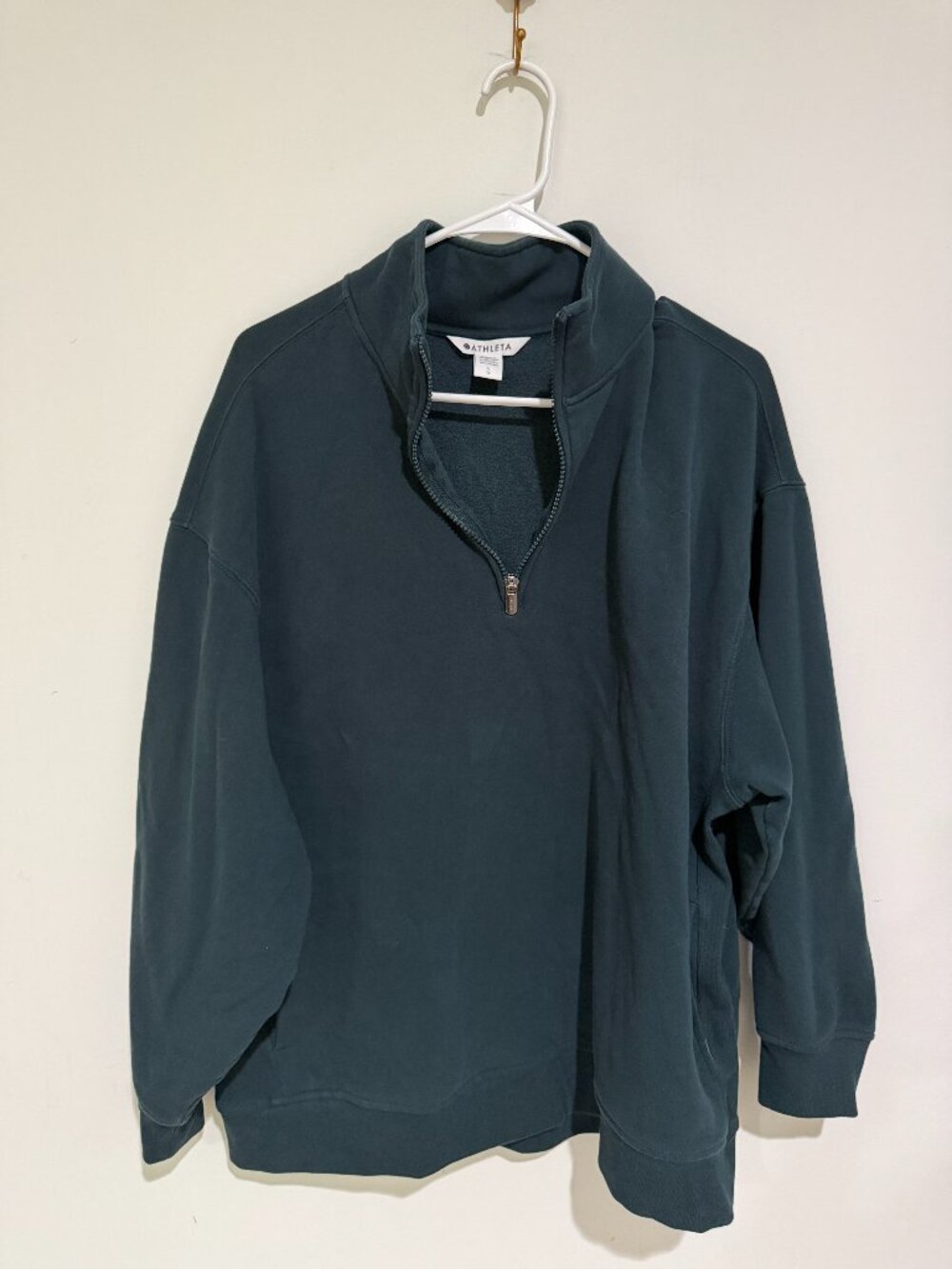 Athleta Green Quarter Zip Pullover Sz L
